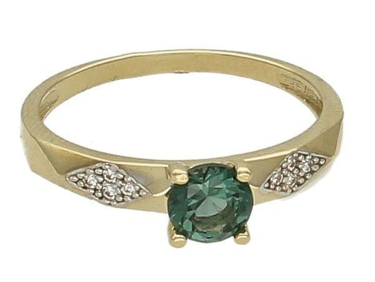 Złoty pierścionek 333 z zieloną cyrkonią zaręczynowy PI 6048C 333jkj.jpg